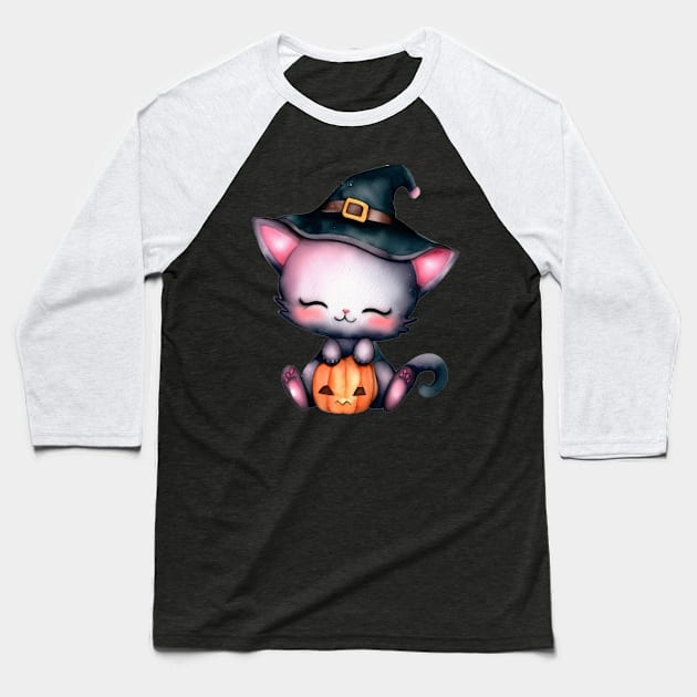 Little Cuties - Halloween Kitty Baseball T-Shirt by CAutumnTrapp